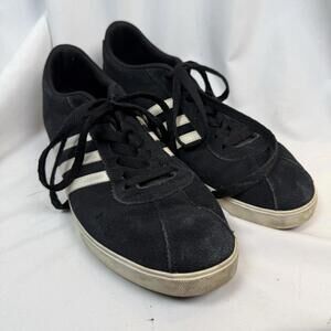 Adidas Neo Courtset Sneaker Women 10 US Black Suede Low Top VGUC